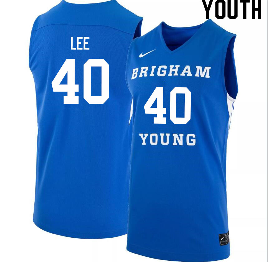 Youth #40 Kolby Lee BYU Cougars College Basketball Jerseys Sale-Light Blue
